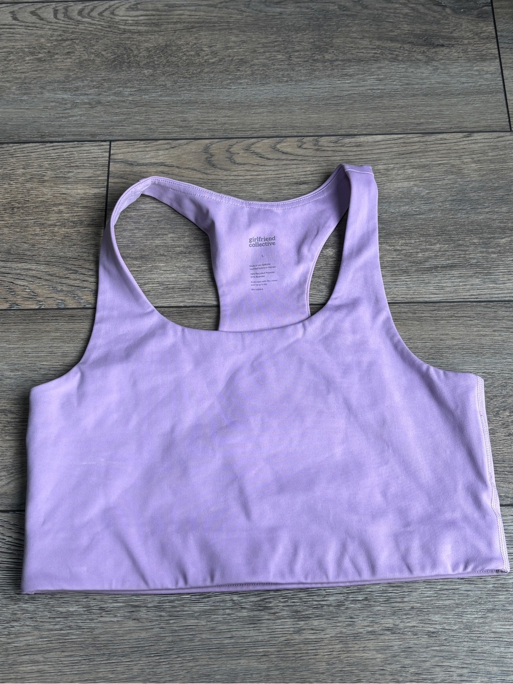 Girlfriend Collective Paloma Racerback Sports Bra Longline Lilac Purple Sz Large